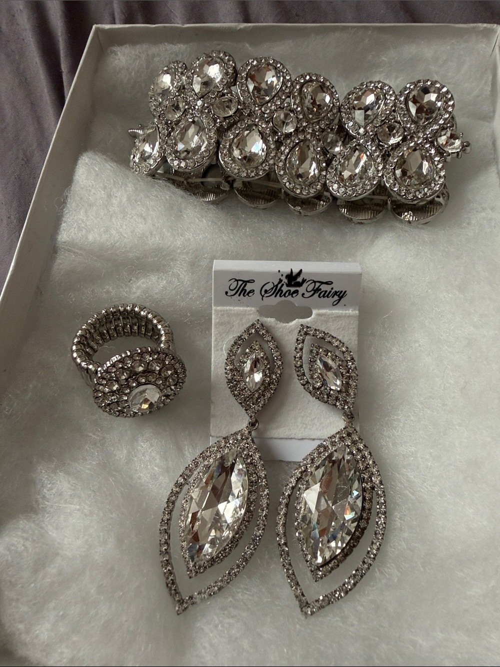 The Shoe Fairy Silver Crystal Teardrop Dangle Earrings - Clear Crystal